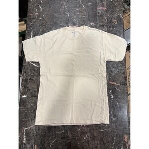 Champion Authentic Mens T-Shirt Medium Beige Sand Short Sleeve Crewneck Logo Tee